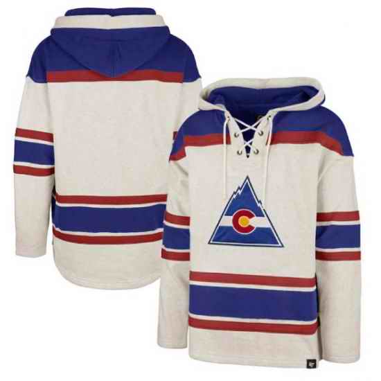 Men Colorado Avalanche Blank Hoodie 47 Lacer Hood White Blue